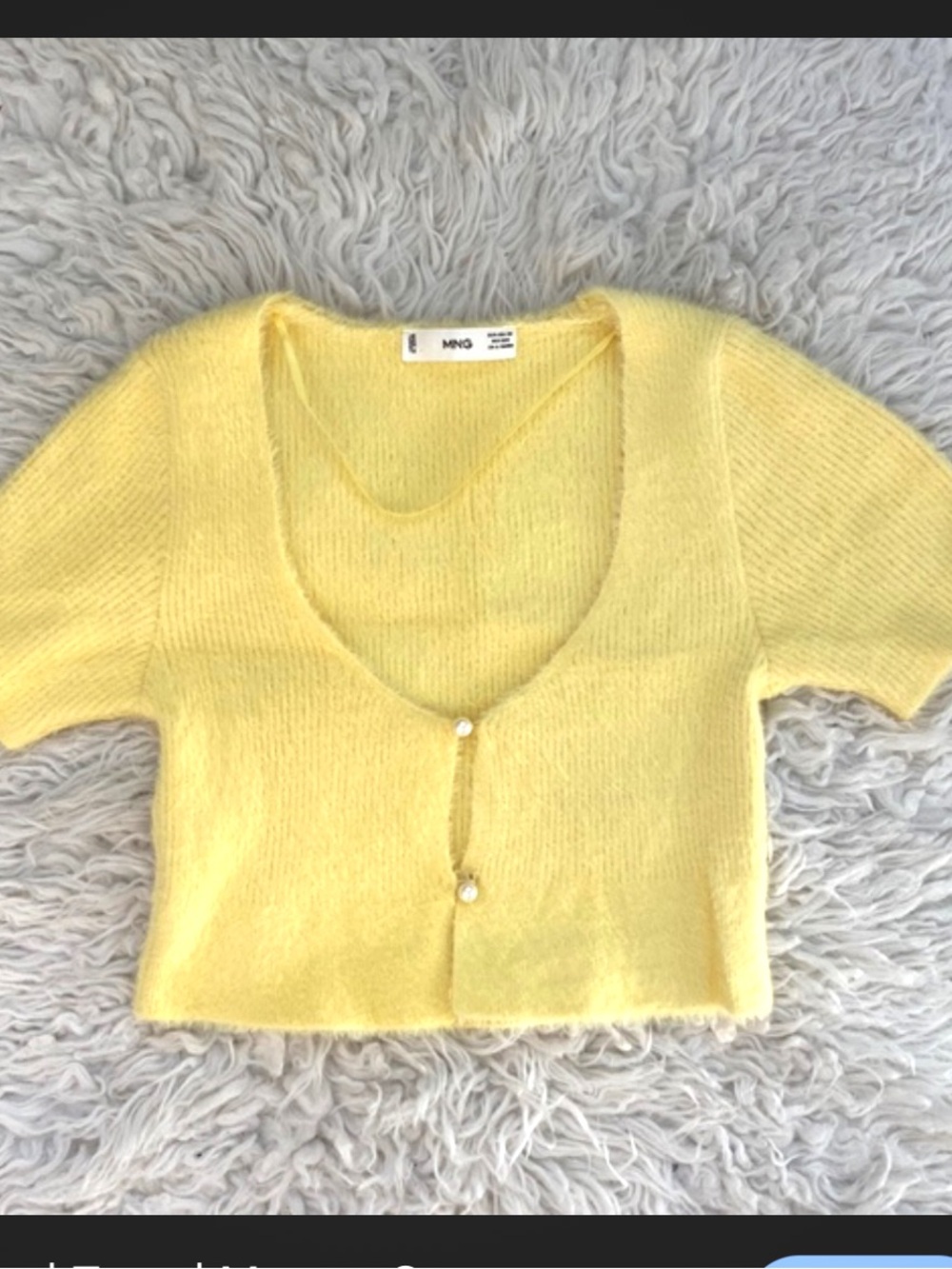 Mango Yellow Cropped Cardigan Sweater